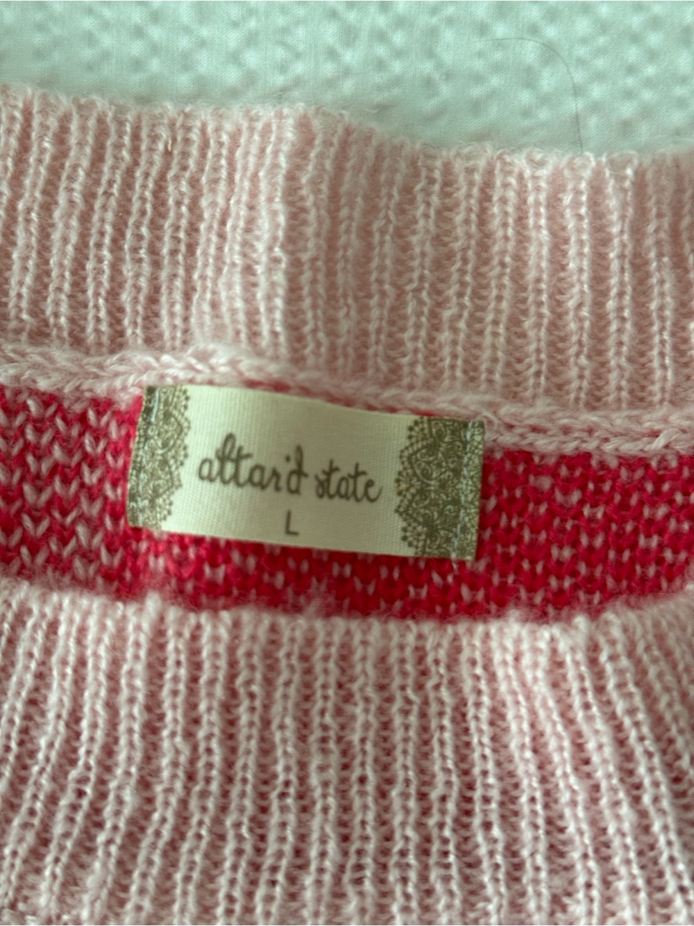 Altar'd State Pink & Hot Pink Smiley Crewneck Sweater - Picture 2 of 6